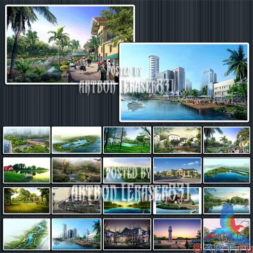 Great Collection of HQ PSD Templates - Big City and Nature
