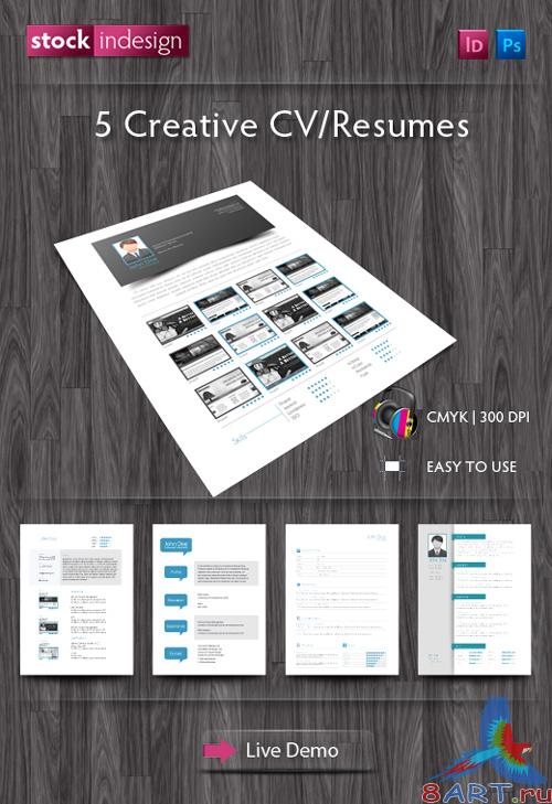 5 Creative Resumes InDesign Templates