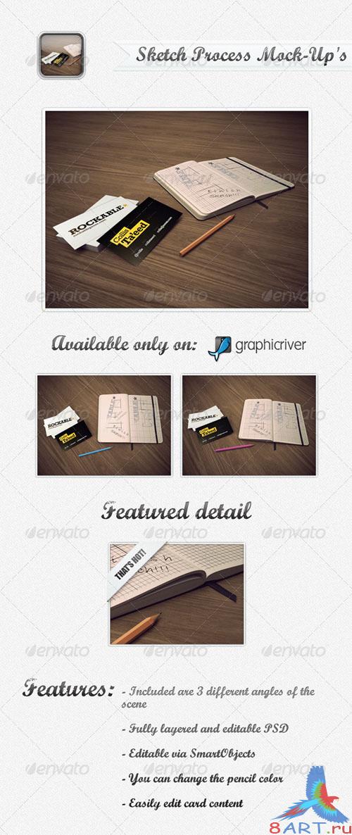 GraphicRiver - Buisiness Card Sketch Process Mock-Up's
