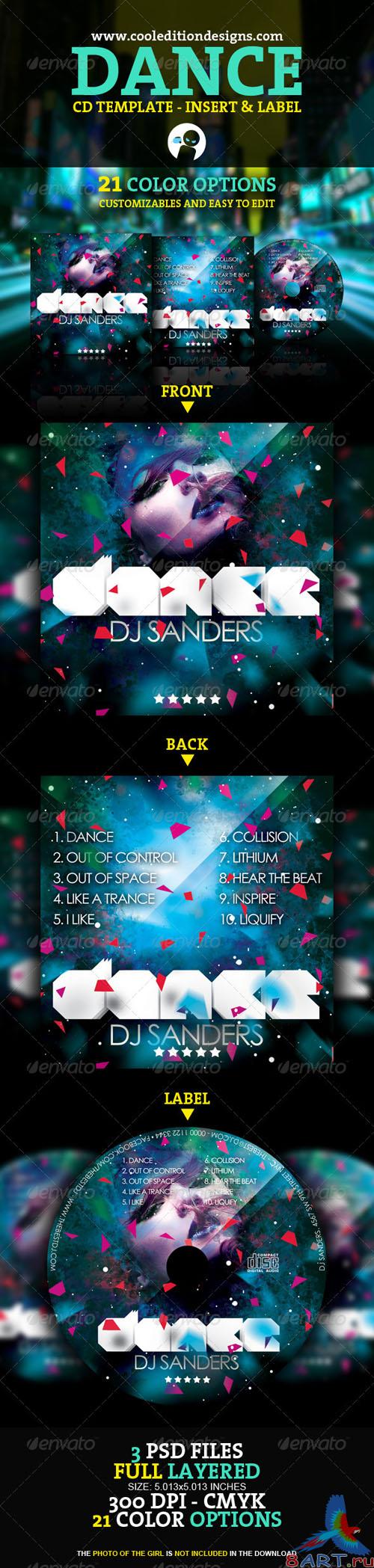 GraphicRiver - Dance CD Insert and CD Label 1608023
