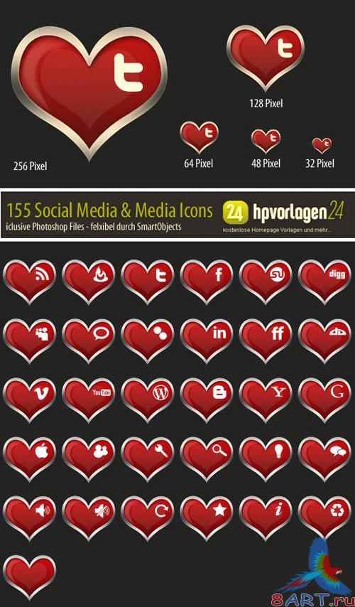 30 Valentine Icons - PSD