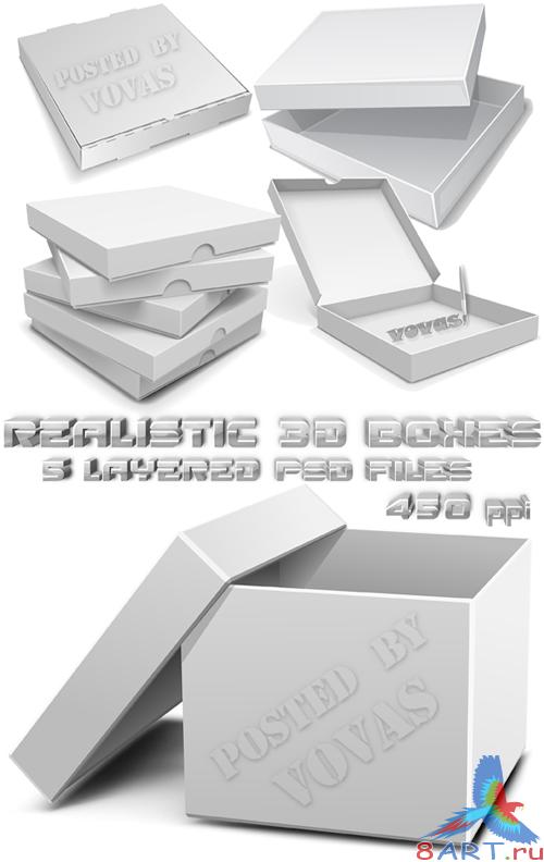 ������������ PSD ��������� Realistic 3D boxes