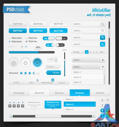White&amp;blue set - PSD - Web Design