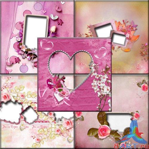 5 skrap-pages are in pink tones