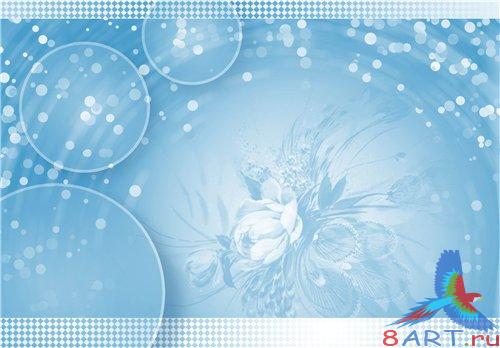 PSD - Blue Abstraction with Flowers