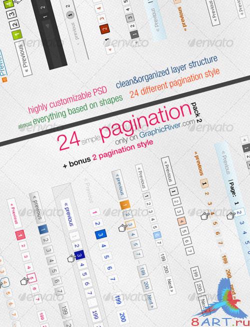 24 Simple Pagination Style Pack 2 - GraphicRiver