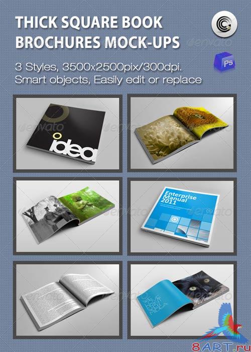 GraphicRiver Thick Square Book Brochures Mock-ups GraphicRiver Thick Square Book Brochures Mock-ups