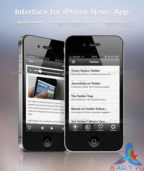 GraphicRiver Interface for iPhone News App