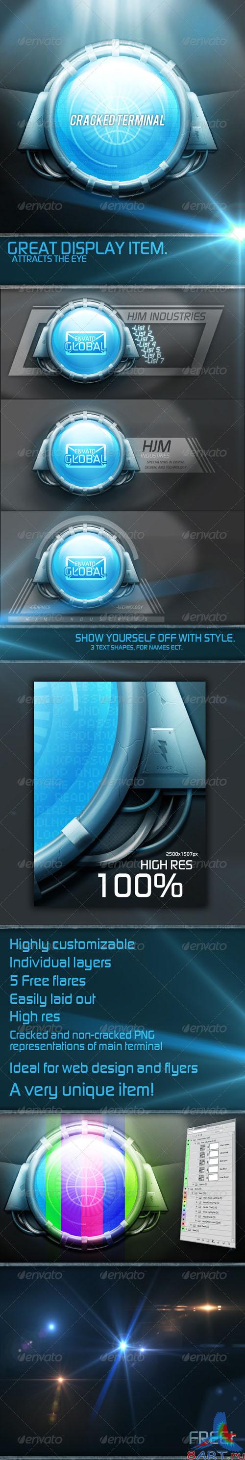 GraphicRiver - Cracked Terminal - Future Elements Display Kit 2744859