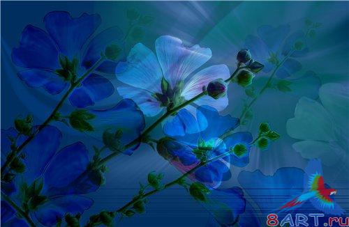 PSD - Blue Dark Flowers