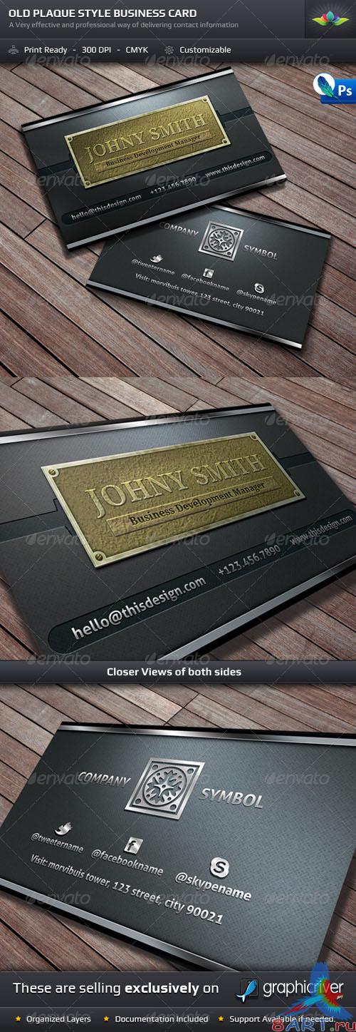 GraphicRiver - Old Style Plaque Business Card Template 1332437