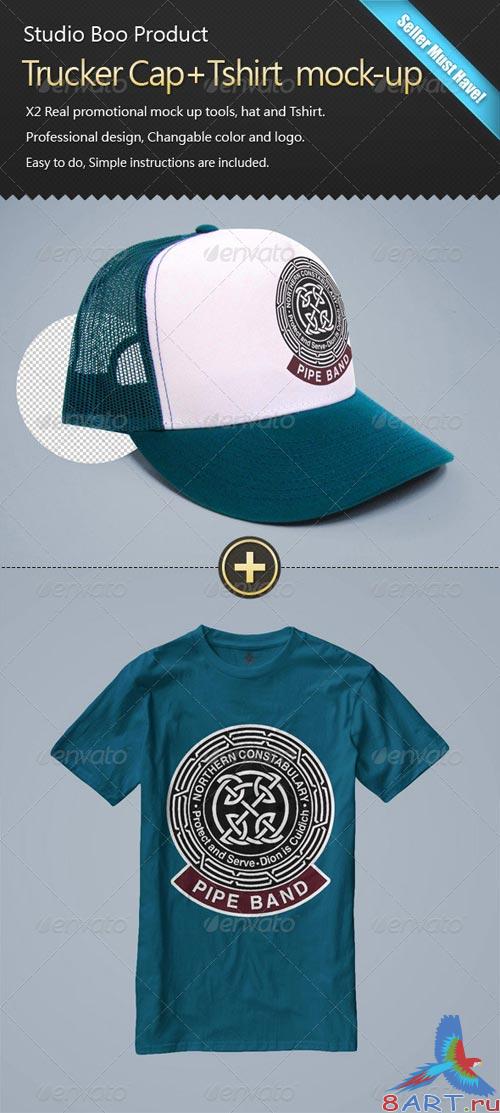 GraphicRiver Trucker Cap+Tshirt mock-up