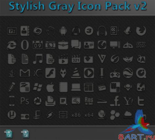 PSD Template - Stylish Gray Icon Pack v2