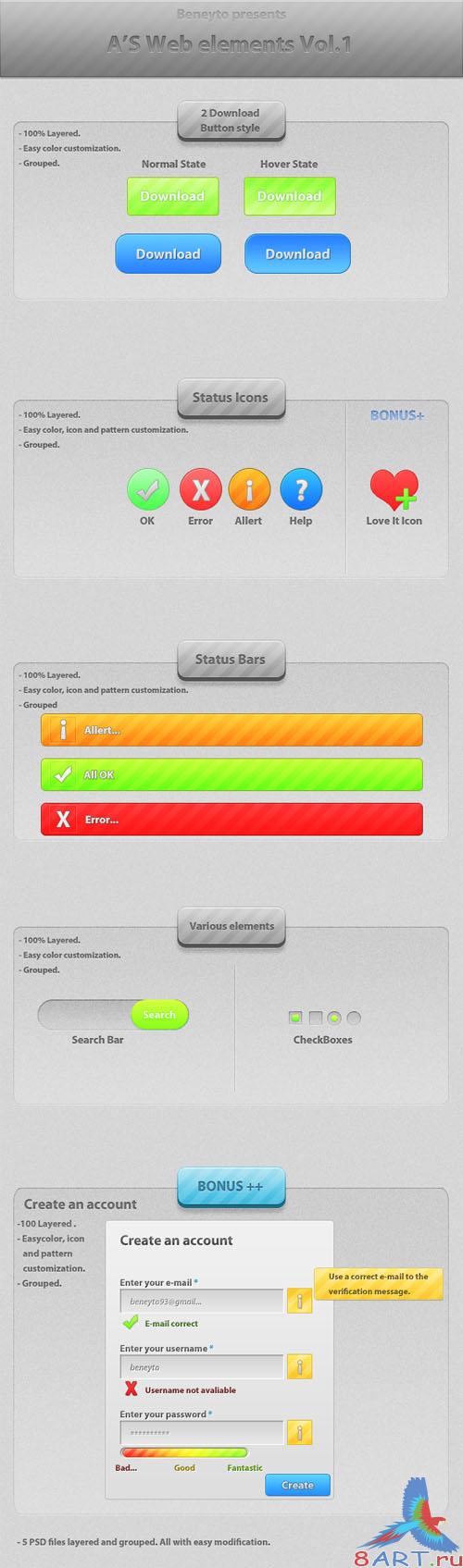 PSD Template - A'S Web Elements Vol.1
