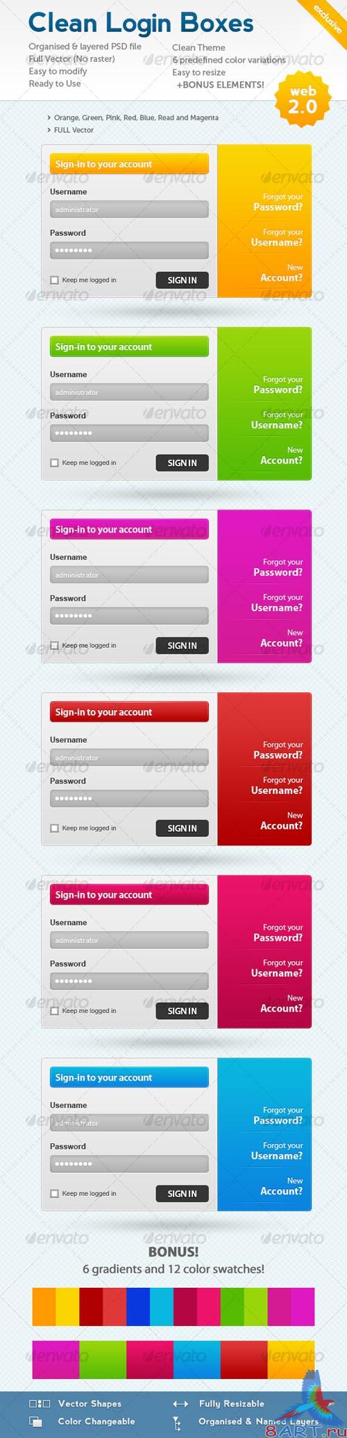 GraphicRiver Clean Web 2.0 Login Boxes + BONUS!