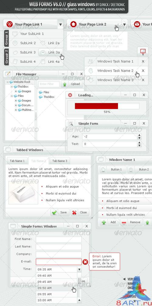 GraphicRiver Web Forms and Windows - Glass Windows Style PSD