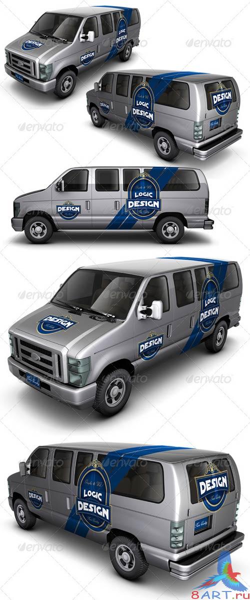 GraphicRiver Minibus Car Mock Up GraphicRiver Minibus Car Mock Up