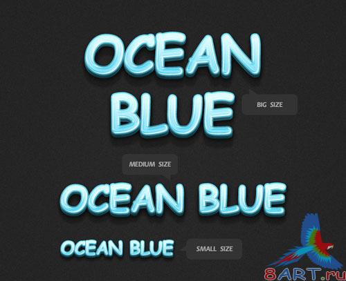 3D Ocean Blue Text Styles for Photoshop