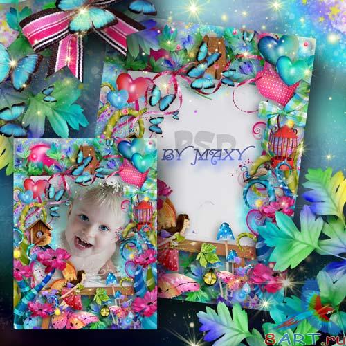Фоторамка в видах малышей - Волшебство ярких красок Фоторамка в пользу кого малышей - Волшебство ярких красок