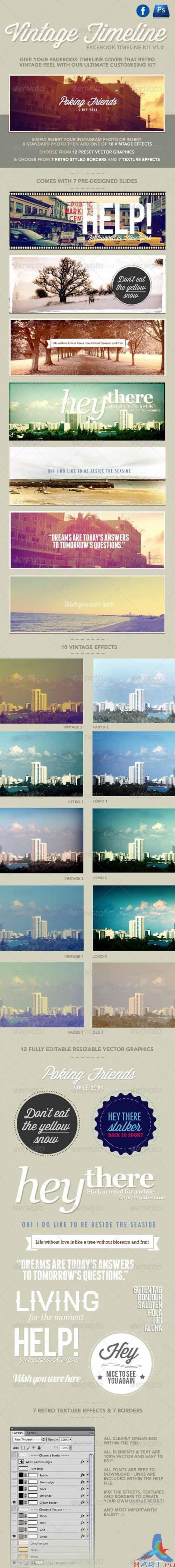 GraphicRiver Vintage Facebook Timeline Kit - REUPLOAD