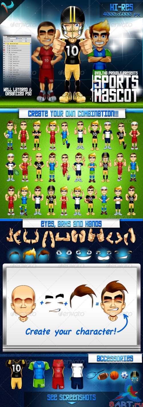 GraphicRiver - Animatable Sports Mascot Character Kit 240949