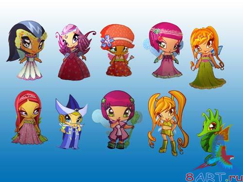 Пикси да Винкс - феечки равно их подружки в угоду кому девченок (png clipart) Пикси также Винкс - феечки также их подружки к девченок (png clipart)