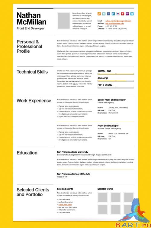 Bold cv-resume template minimal smart