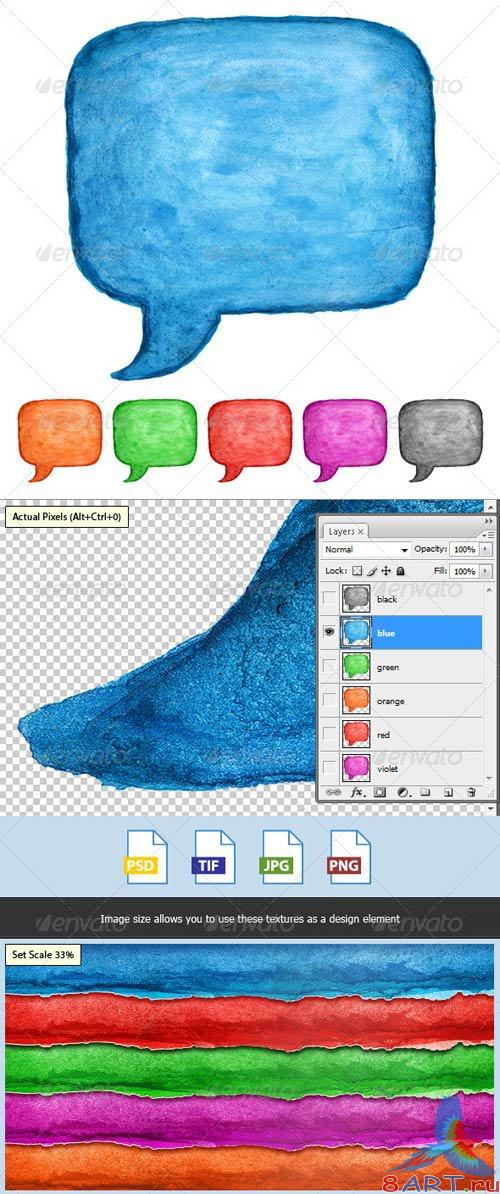 GraphicRiver 6 Speech Bubble Watercolor Square Shape