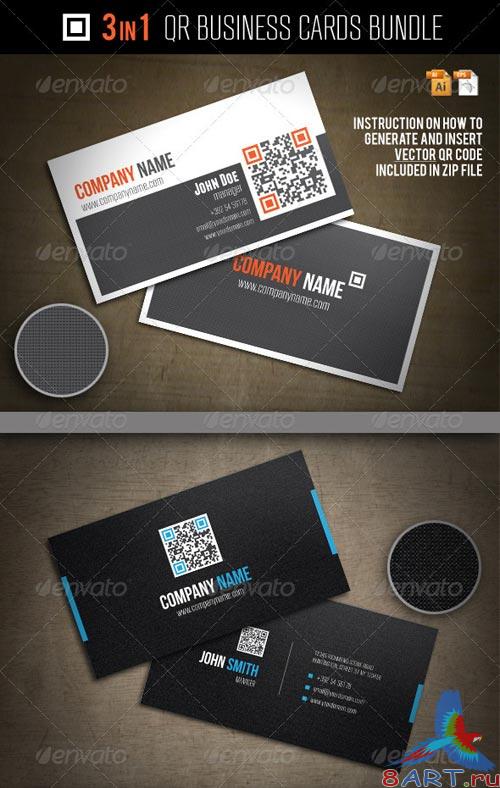 GraphicRiver 3-In-1 QR Business Cards Bundle