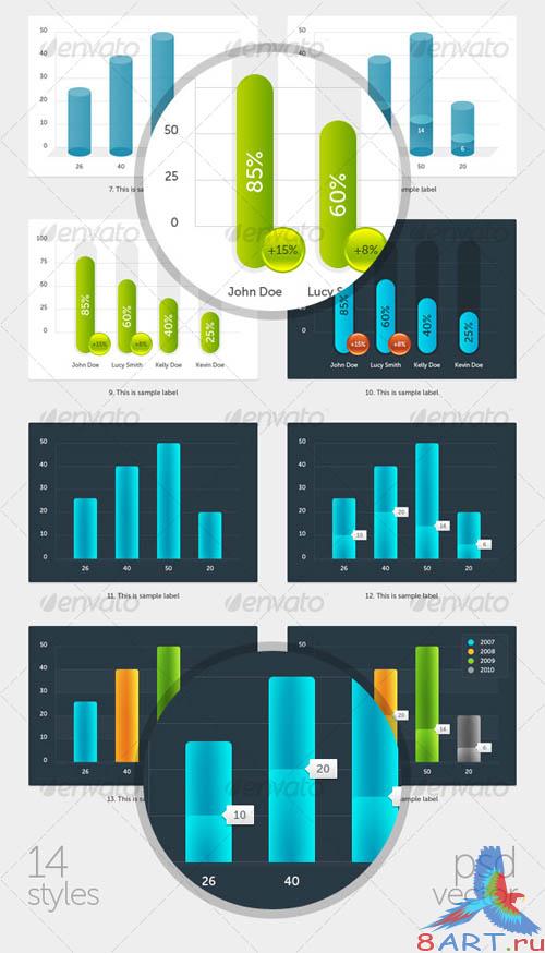 GraphicRiver Bar Charts Infographic Elements