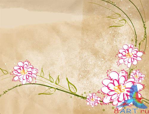 PSD - Old Paper Floral Template