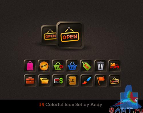 14 Colorful Icon Set by Andy