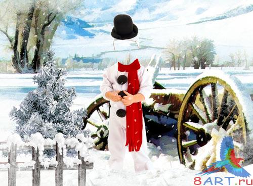 Шаблон в угоду кому фотошопа – малый снеговик Шаблон с целью фотошопа – малый снеговик