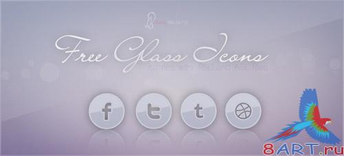 PSD Template - Glass Social Icons
