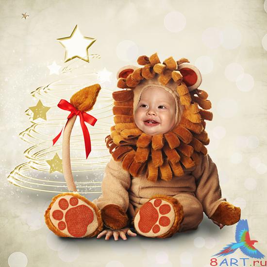 Годовалый карлик в течение костюме львёнка / One year old kid dressed as a lion cub Годовалый карлик в течение костюме львёнка / One year old kid dressed as a lion cub