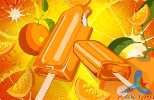 PSD - Orange Ice Cream Template
