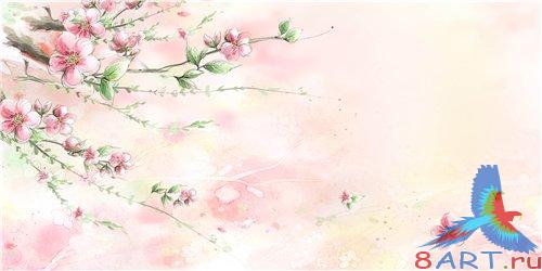 PSD - Sakura on bright pink background