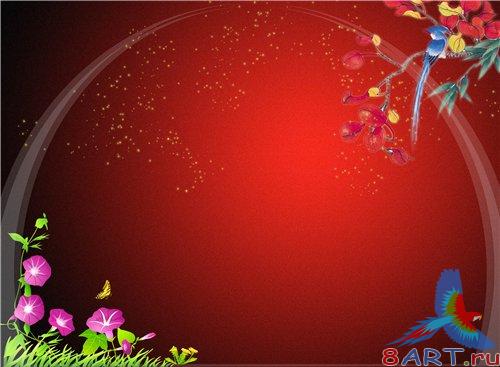 PSD - Floral Dark Red Background