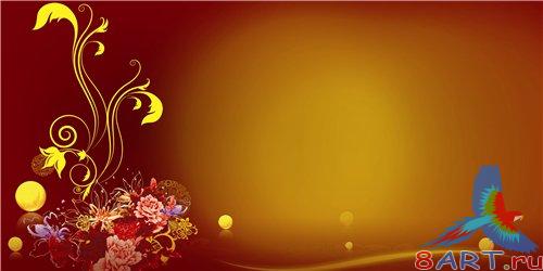 PSD - Red Background with different Flowers