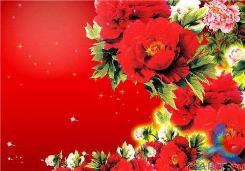 PSD - Red chrysanthemums and roses