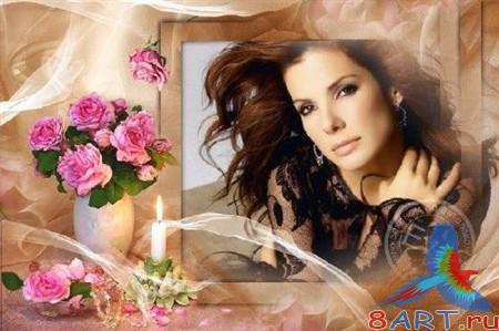 Фоторамка от букетом с чайных роз - Нега Фоторамка начиная с букетом с чайных роз - Нега