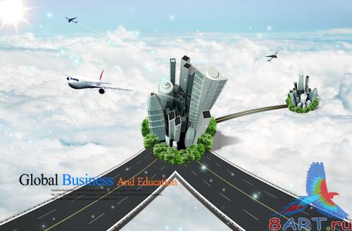 Creative Clouds City PSD material