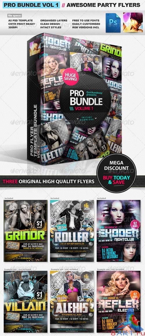 GraphicRiver Pro Bundle Vol.1 - 3x PSD Party Flyer Templates