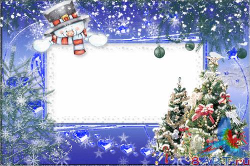 Новогодняя рамочка на фото -Снеговик Новогодняя рамочка на фото -Снеговик
