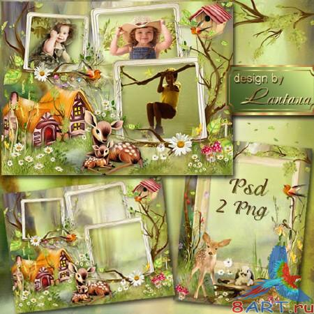 Детские рамочки - раз как раз на светлом лесу Детские рамочки - раз неумышленно в течение светлом лесу