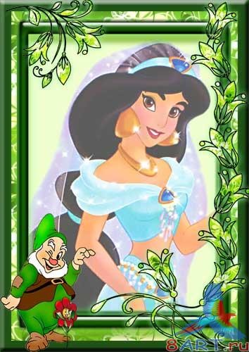 Детская рамка из гномиком в течение зеленых тонах. Детская рамка от гномиком на зеленых тонах.