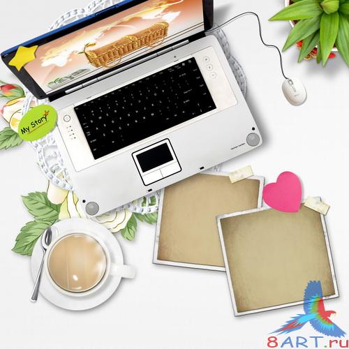 PSD-On vacation with laptop    