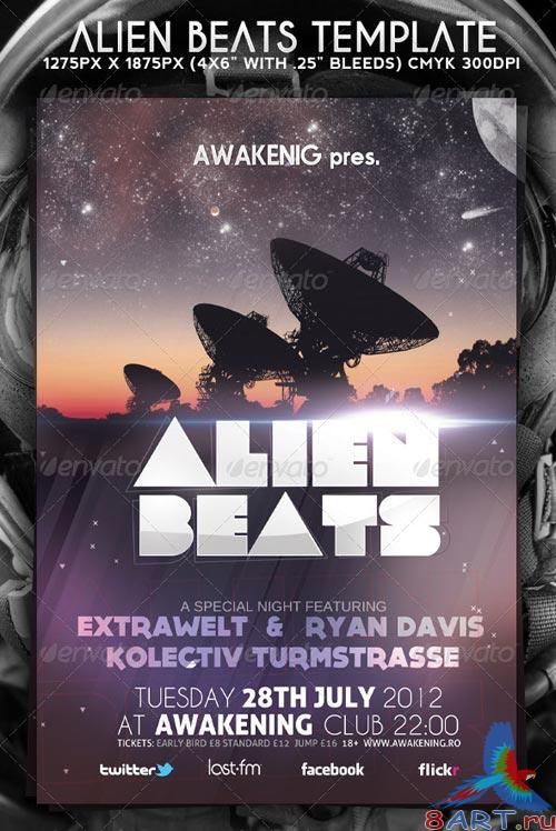 GraphicRiver Alien Beats Flyer Template GraphicRiver Alien Beats Flyer Template