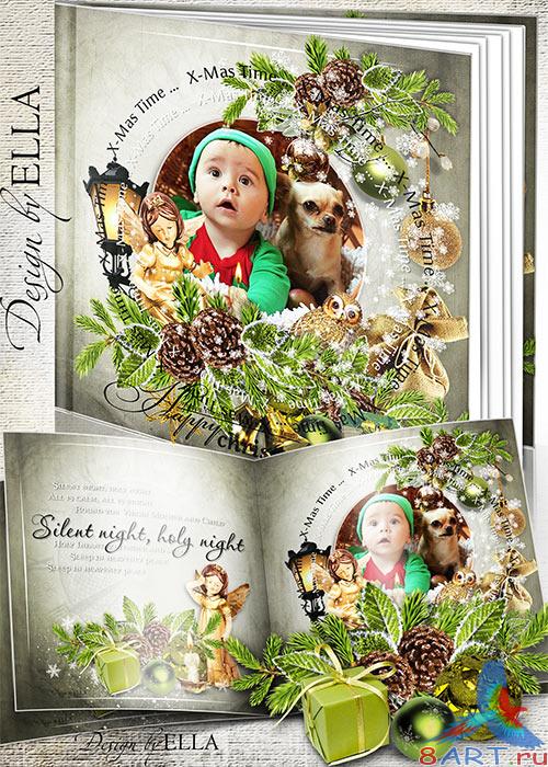 Шаблон рождественской фотокниги-Зеленое Рождество Шаблон рождественской фотокниги-Зеленое Рождество