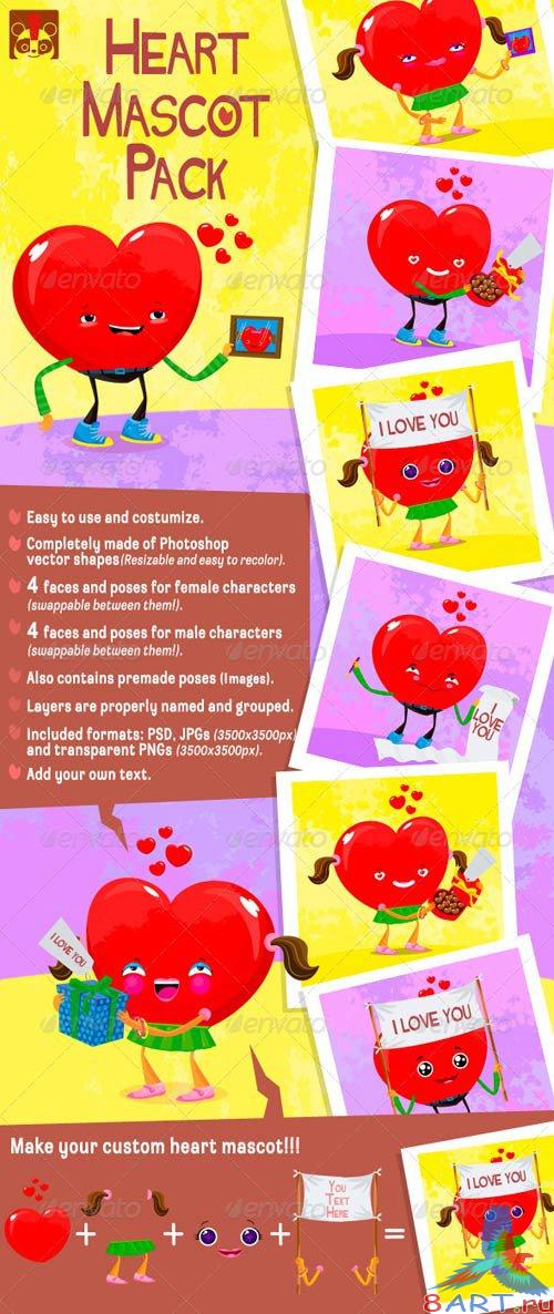 GraphicRiver Heart Mascot Pack